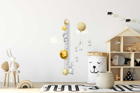 Kinder-Wachstumstabelle Hasen Gelbe Ballons Aufkleber 45x120