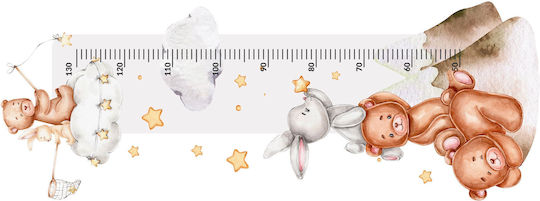 Kinder-Wachstumstabelle Hasen Bären Bunte Wandaufkleber 45x120