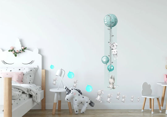 Children's Growth Chart Colorful Wall Sticker Grey Bunnies 45x120