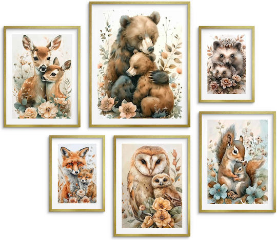Kinderzimmer Poster Pastellbilder Kinder 6 Stück 100x100