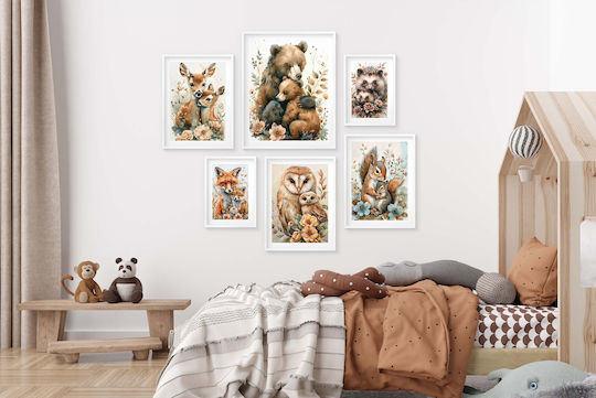 Kinderzimmer Poster Pastellbilder Kinder 6 Stück 100x100