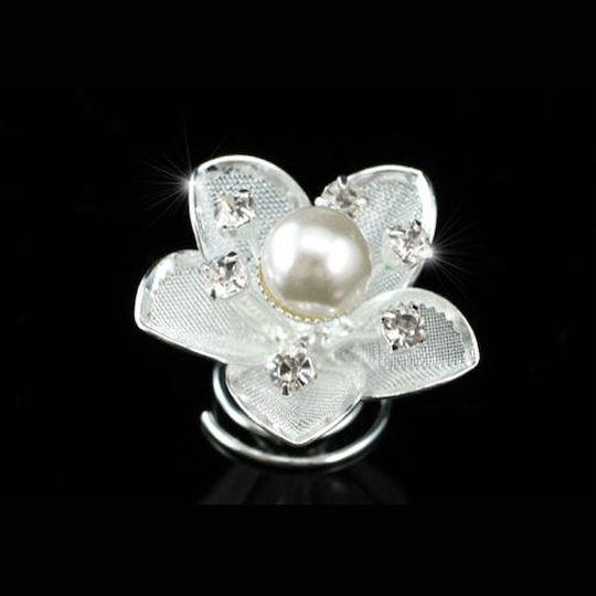 Bridal Set 6 Pcs Hairpin Flower Shape Silver Dorcas