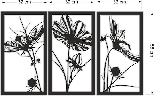 Imagini 3D Triptic Flori Panouri Deschise Decor Boho Plante 56x96