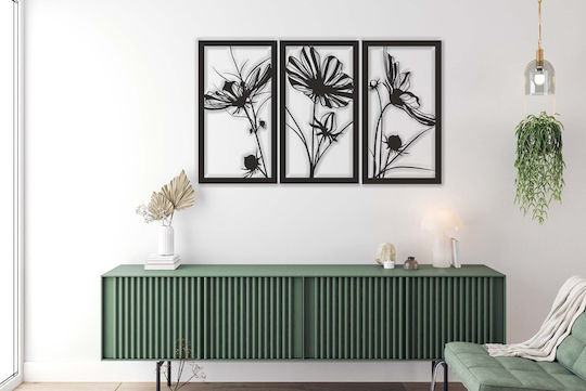 Imagini 3D Triptic Flori Panouri Deschise Decor Boho Plante 56x96