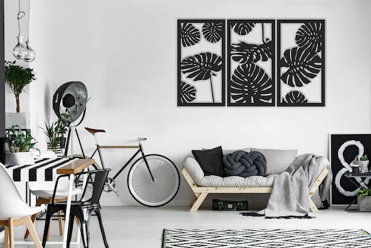 Decorațiune de Perete cu Tablou Deschis Frunze Triptic pentru Dormitor și Living 56x96