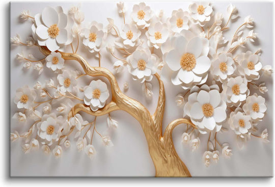 Wall Murals Living Room Gold Tree of Happiness 3D Magnolia Flower 80x120