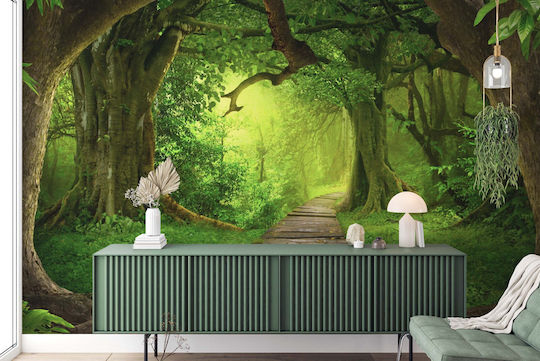 Zeitgenössisches Wandbild Wohnzimmer Magischer Waldweg 240x360