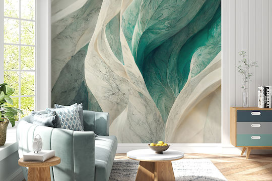 Thin 3D Wallpaper Abstract Green White Modern Decoration 260x390