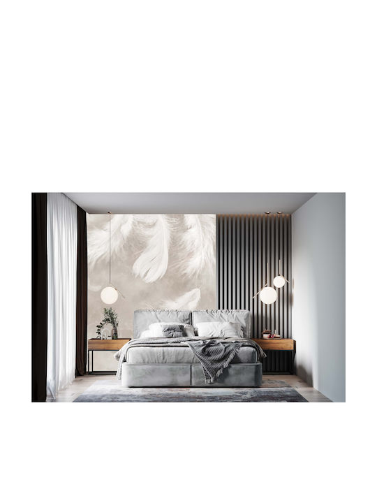 Zeitgenössische Beige Wandbild Wohnzimmer Federn auf Beton 240x360