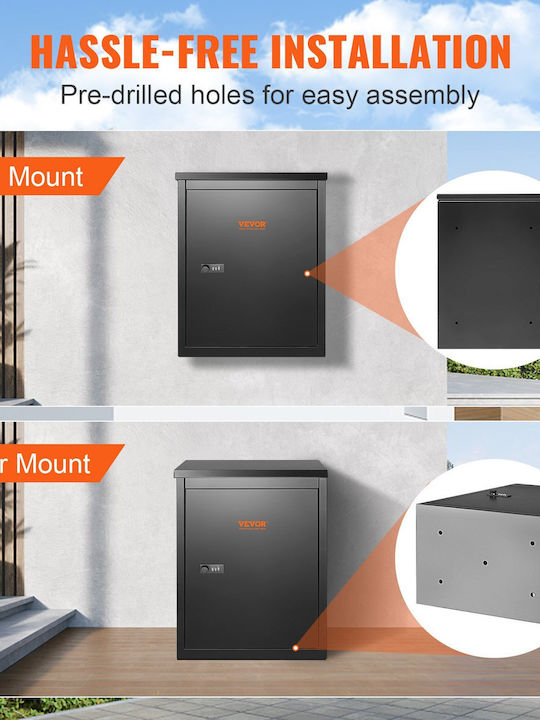 Vevor Γραμματοκιβώτιο Εξωτερικού Χώρου Μεταλλικό σε Μαύρο Χρώμα 39.116x52.07cm