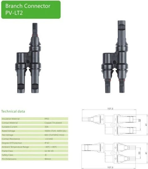 Tipa MC4 Splitter für Solarpanels 1x Stecker 2x Buchse D277A 1Stück