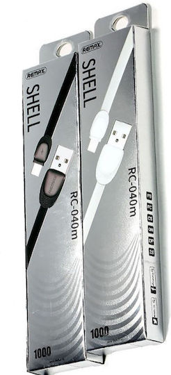 Remax Shell RC-040i Flach USB-A zu Lightning Kabel Schwarz 1m