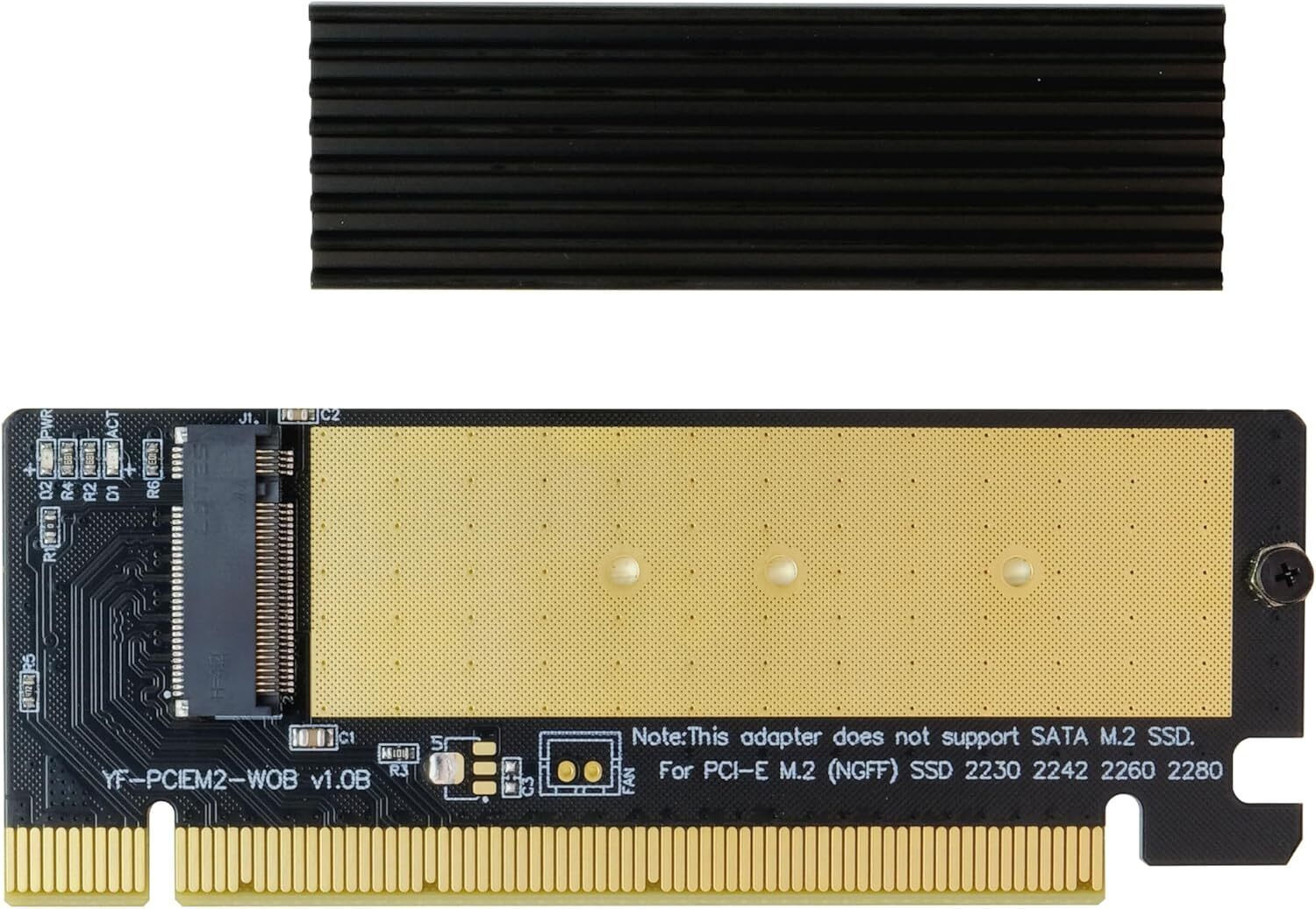 M.2 NVME SSD to PCI Express Adapter with Heatsink Support PCIe x16
