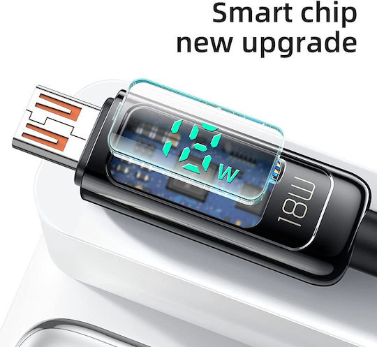 Mcdodo Braided / LED USB 2.0 to micro USB Cable Μαύρο 1.2m (CA-748)