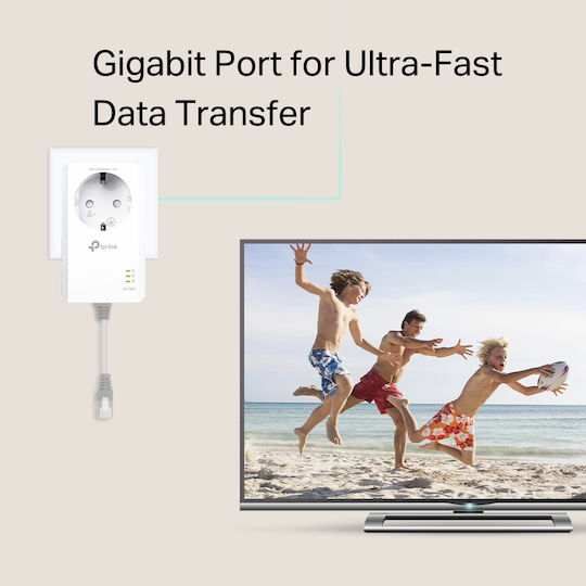 TP-LINK TL-PA7017P KIT v1 Powerline pentru Conexiune prin Cablu cu Prin trecere Prize și Port Gigabit Ethernet