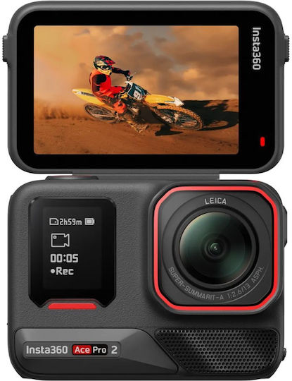 Insta360 Ace Pro 2 Action Camera 8K Underwater Dual Battery Bundle with Touch Screen 2.4" and Wi-Fi Black