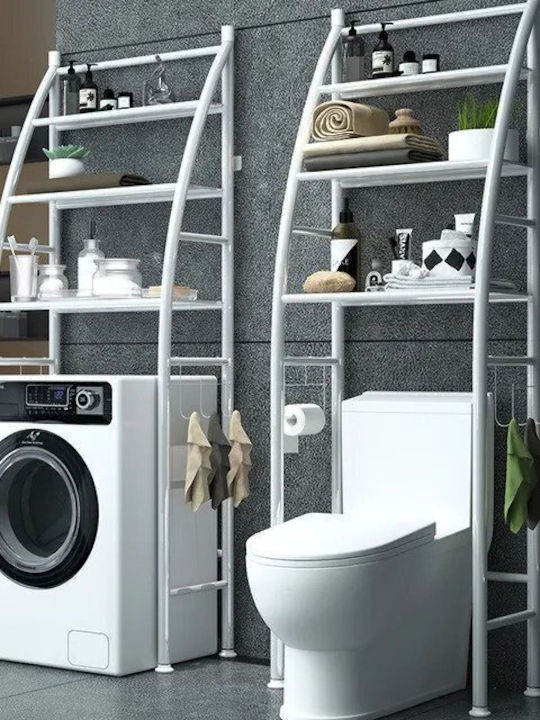 Toilet Rack Επιδαπέδια Ραφιέρα Μπάνιου Μεταλλική με 3 Ράφια 44x24.5x176cm Λευκή