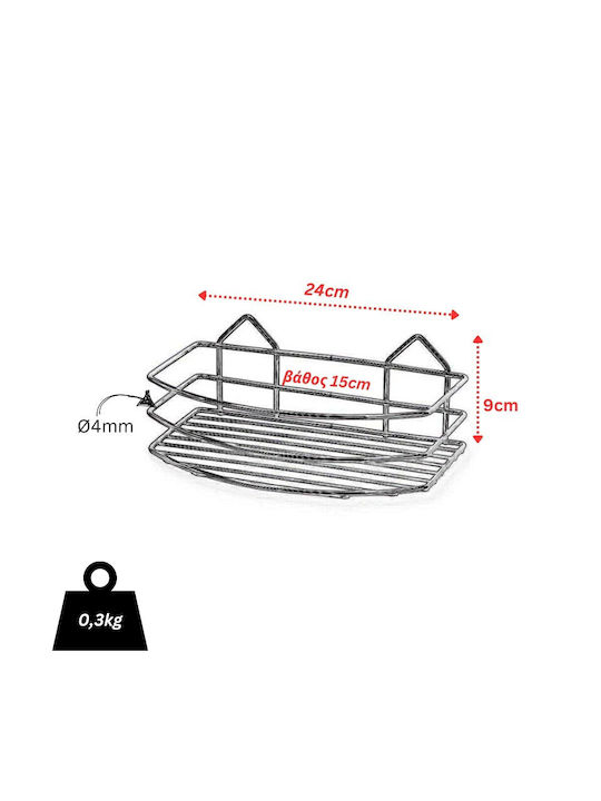 Tekno-Tel 455.BK007/ST Wall Mounted Bathroom Shelf Inox 24x15x9cm Silver