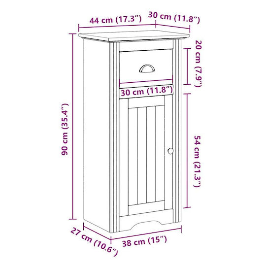 vidaXL Bathroom Cabinet L44xW30xH90cm White