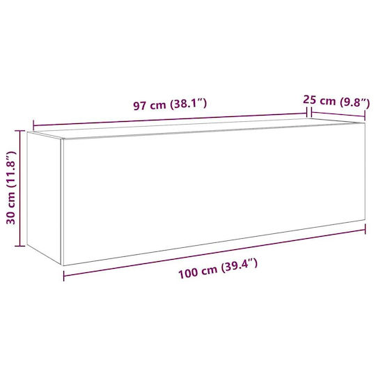vidaXL Bathroom Cabinet L100xW25xH30cm White