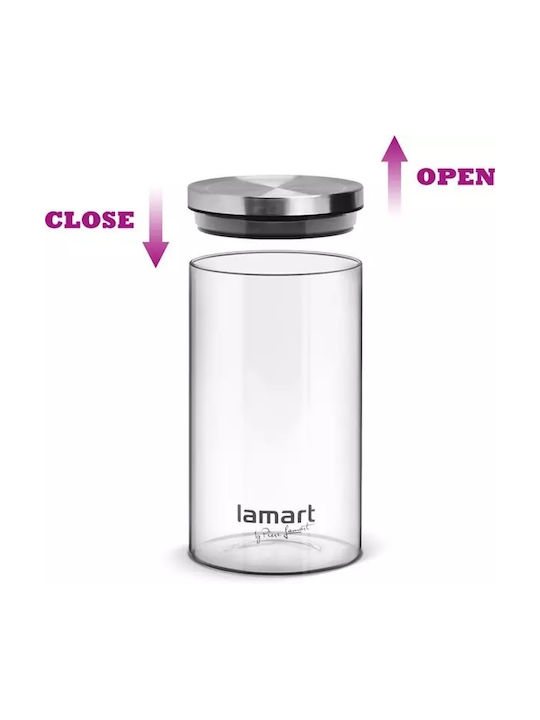 Lamart Set of 3pcs Jars General Use with Airtight Lid Glass Transparent 1700ml