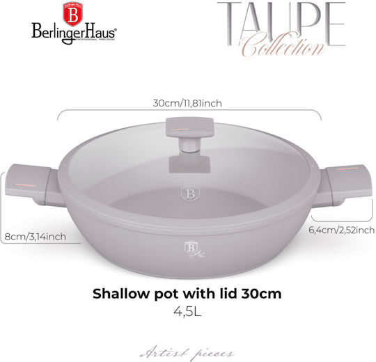 Berlinger Haus Taupe Collection Flacher Topf aus Aluminium 4.5Es / 30cm