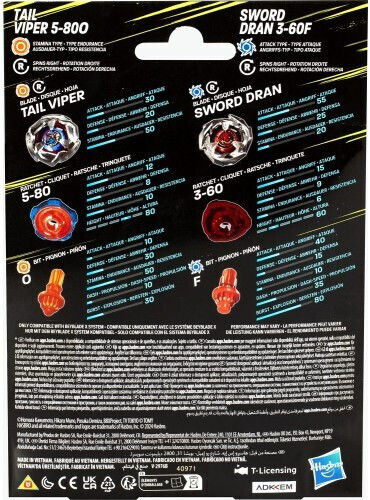 Hasbro Beyblade – Bbx Bey Bbx Tail Viper Sword Dran (Various Designs/Assortment of Designs) 1pc