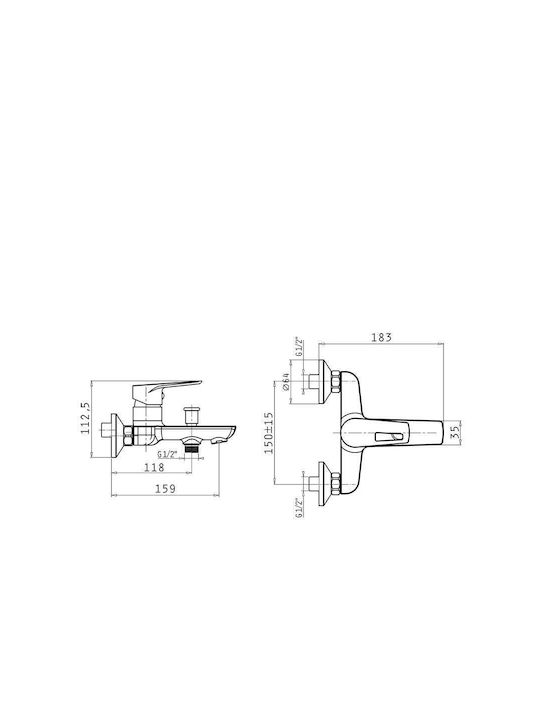 Pyramis Libreto Mixing Bathtub Shower Faucet Complete Set Silver