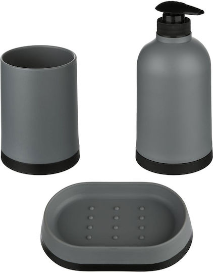 Click Badezimmer-Accessoire-Set Kunststoff Gray 3Stück