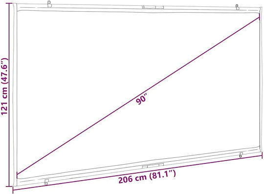 vidaXL Οθόνη Προβολής Projector Τοίχου με Λόγο Εικόνας 16:9 / 90"
