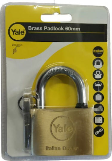 Yale Ορειχάλκινο Λουκέτο Πέταλο με Κλειδί 60mm Ασημί