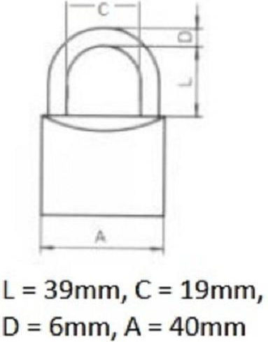 Cisa Locking Line Steel Padlock Lengthened with Key No 40 40mm 1pcs