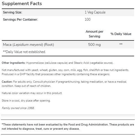 Now Foods Maca 500mg 250 veg. caps