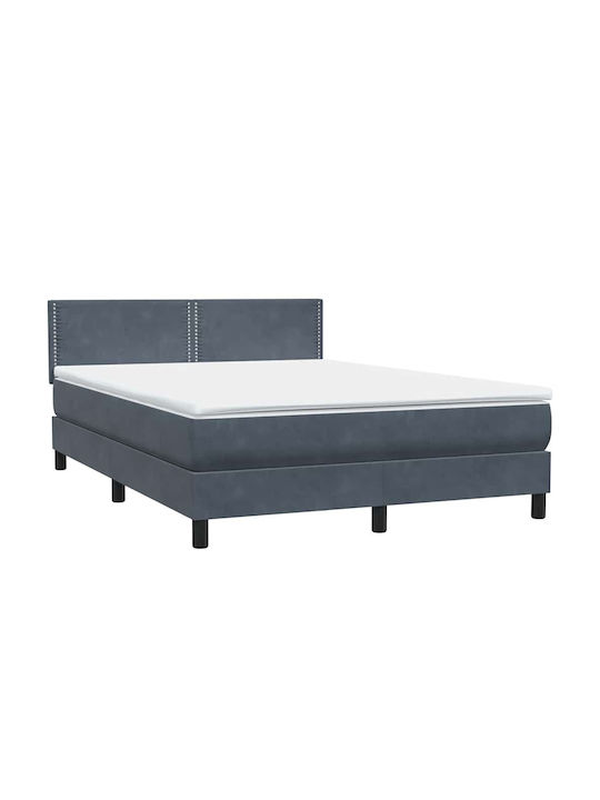 Doppelbett Bezogen mit Stoff Dunkelgrau mit Lattenrost & Matratze 160x210cm