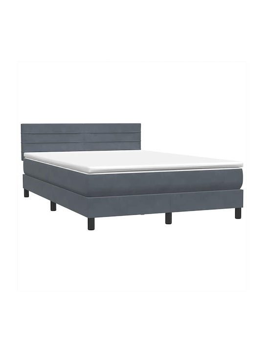 Doppelbett Bezogen mit Stoff Dunkelgrau mit Lattenrost & Matratze 160x210cm