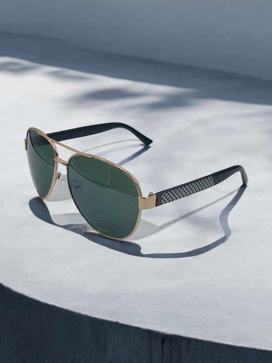 Dasoon Vision Unisex Sunglasses with Gold Frame and Green Lens 2478051