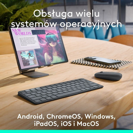 Logitech Keys To Go 2 Wireless Bluetooth Keyboard Only for Tablet English US Graphite