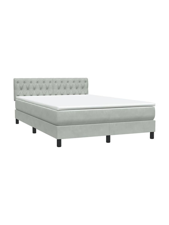 Doppelbett Mit Stoff Bezogen in Hellgrau Mit Lattenrost & Matratze 160x210cm