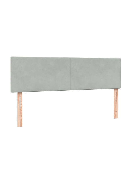 Pat Dublu Tapițat cu Material Gri Deschis cu Plăci și Saltea 160x210cm