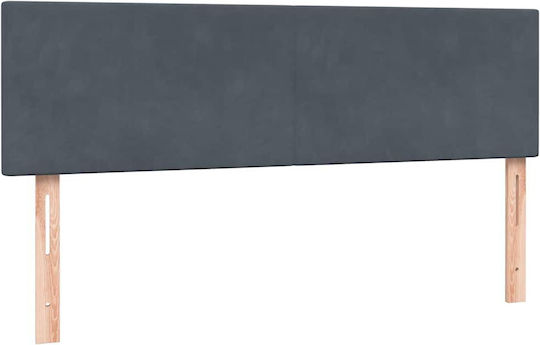 Pat Dublu Tapitat cu Material Gri Închis cu Plăci și Saltea 160x210cm