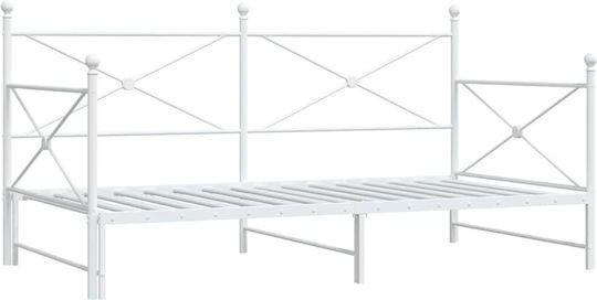 Kinderbett Doppelbett Metall Weiß mit Lattenrost für Matratze 107x203cm