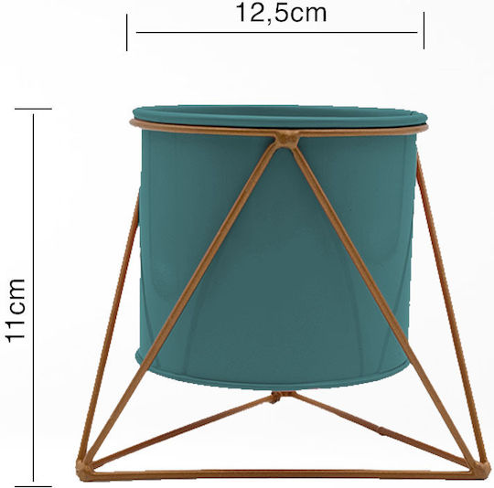 Uncle George Planter Metal Green with Stand 12.5x12.5x11cm.