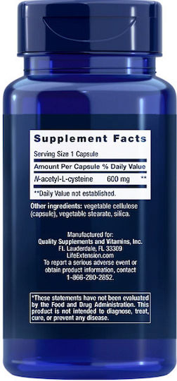 Life Extension N-Acetyl L-Cysteine 600mg 60 Kapseln