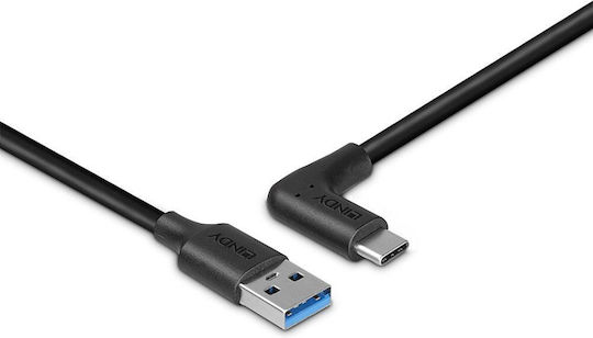 Lindy Unghi (90°) USB 2.0 Cablu USB-C bărbătesc - USB-A 15W Negru 1m