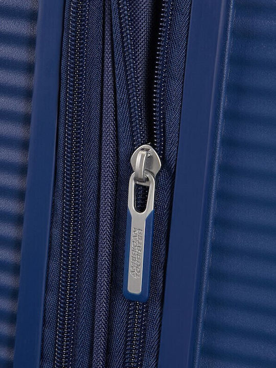 American Tourister Soundbox Large Hard Suitcase Midnight Navy With 4 Wheels Height 77cm
