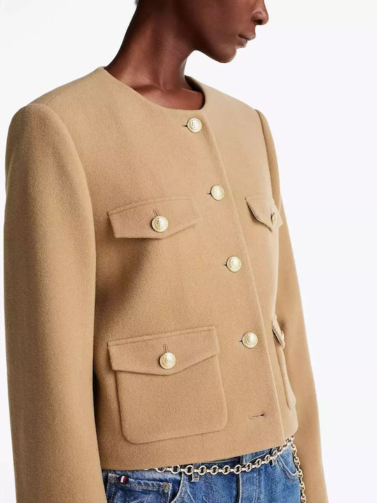 Tommy Hilfiger Κοντό Γυναικείο Σακάκι Μπεζ Tommy Hilfiger Κοντό Γυναικείο Σακάκι Μπεζ