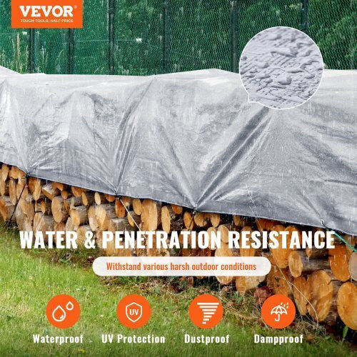 Vevor Waterproof Tarpaulin 9.144x6.096m. Silver