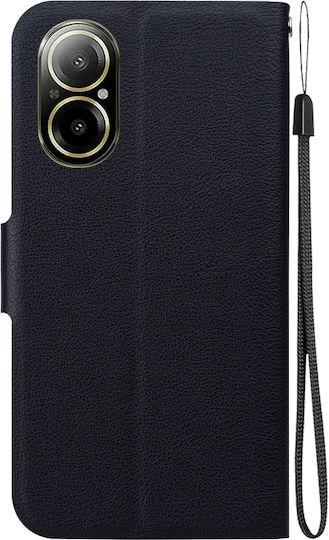 4g Global Ultra-thin Voltage Magnetic Back Cover Leather / Synthetic Leather / Silicone with Strap Black (Realme C67)