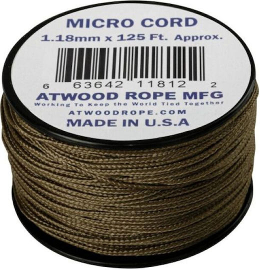 Atwood Ropes Mfg Micro Αρτάνη Νήμα Επιβίωσης 125ft Κογιότ