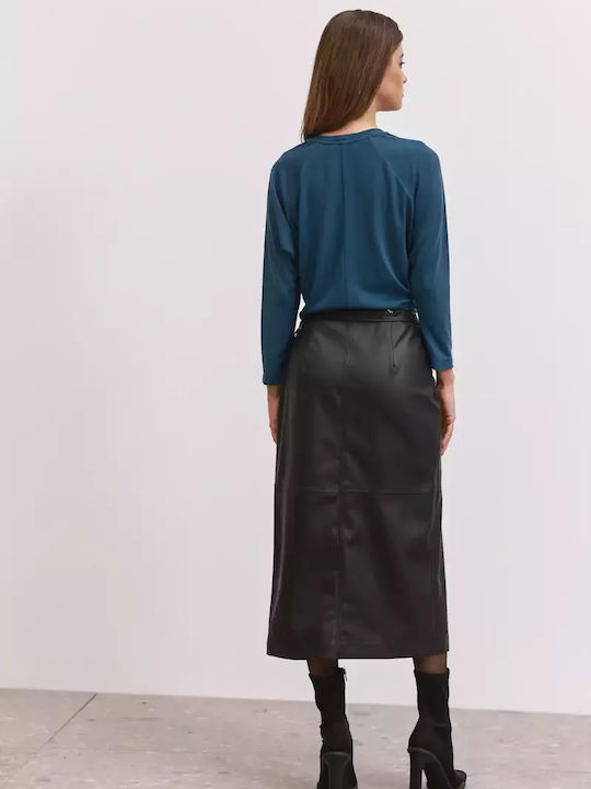 Enzzo Leather Skirt Envelope Black